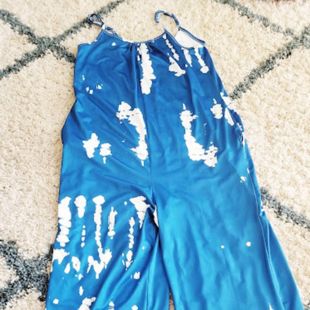 Shein tie dye jumpsuit blue